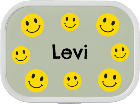 Personalisierte Mepal Brotdose Campus mit gelben Smileys und Namen