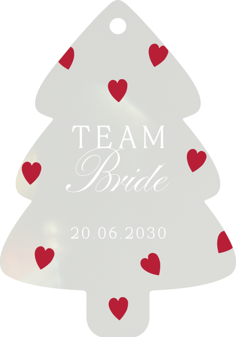 Acryl Christbaumschmuck Weihnachtsbaum Team Bride mit Herzen