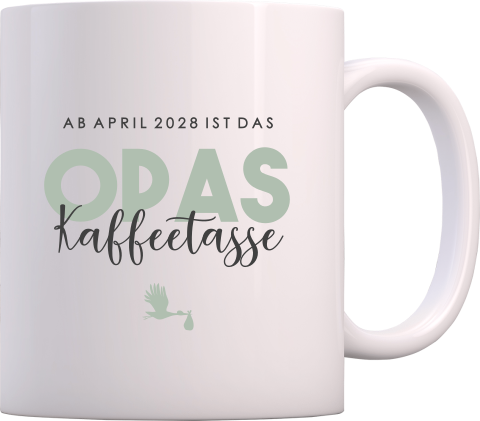 Schwangerschaftsankündigung auf Tasse für bester Opa