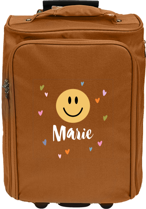 Personalisierter Trolley mit Smiley, Herzchen und Name