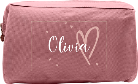 Kulturtasche mit Namen und süßem Herz Motiv