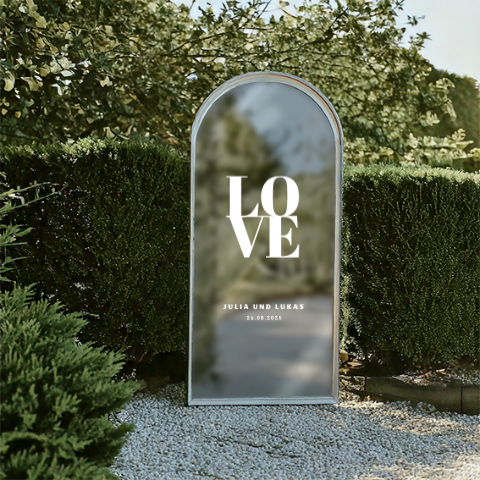 Moderner Aufkleber Spiegel Hochzeit "Love"