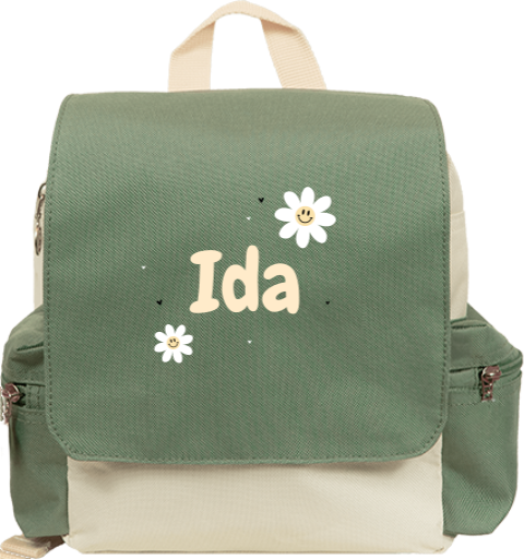 Rucksack Adventure mit Namen und fröhlichen Blumen