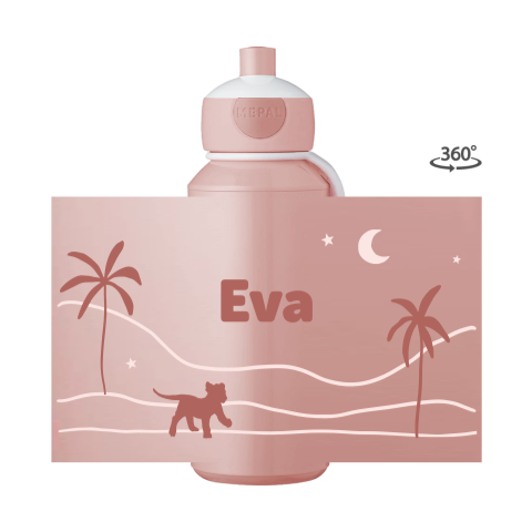Mepal pop-up Trinkflasche Campus mit Löwe in rosa und Palmen