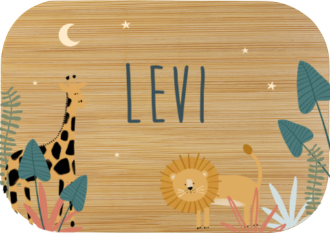 Edelstahl-Brotdose mit Dschungel-Design und Namen