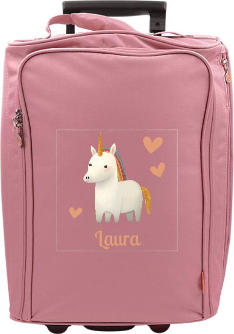 Kindertrolley mit Namen, Herzen und Einhorn