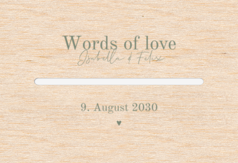 Kartenbox Hochzeit mit grüner Schrift und Herz