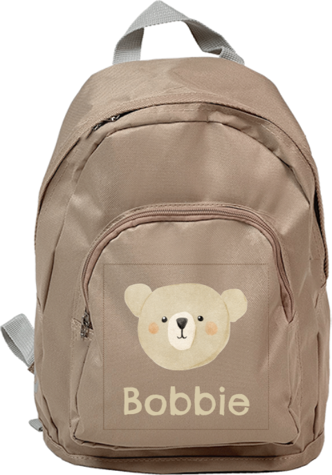 Coole Kindertasche mit Namen und Bärengesicht