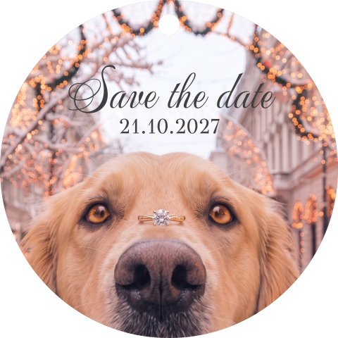 Acryl Christbaumschmuck Save the Date mit Foto