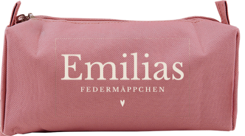 Federmäppchen mit kleinem Herz Motiv und Namen
