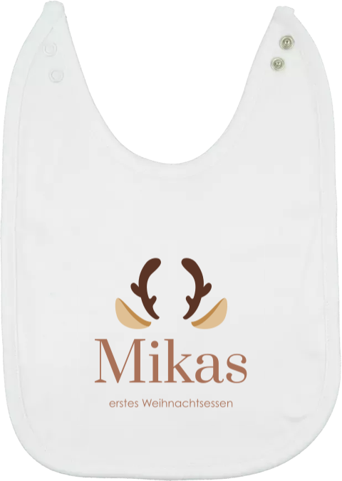 Meilenstein Lätzchen mit Namen für Babys erstes Weihnachten im Scandi-Design