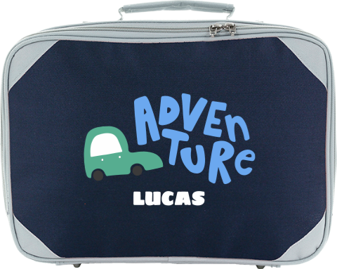 Schlichter Kinderkoffer mit Auto und Namen