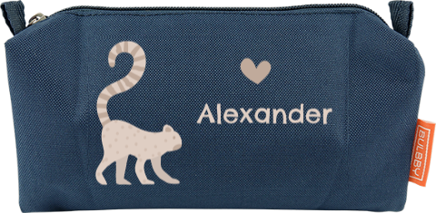 Personalisierbares Stiftetui mit Affen Motiv, kleinem Herz und Namen
