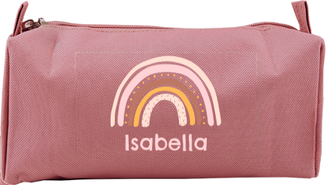 Personalisiertes Federmäppchen mit Regenbogen und Namen
