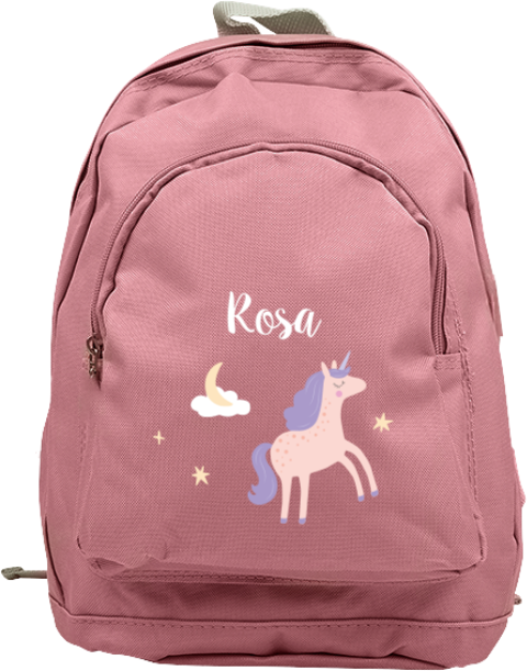 Rucksack Junior mit Name, Einhorn und Sternen