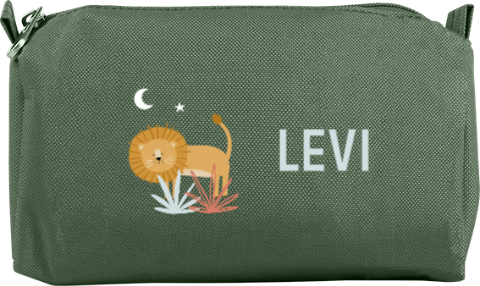 Federmäppchen mit Löwe und Namen des Kindes