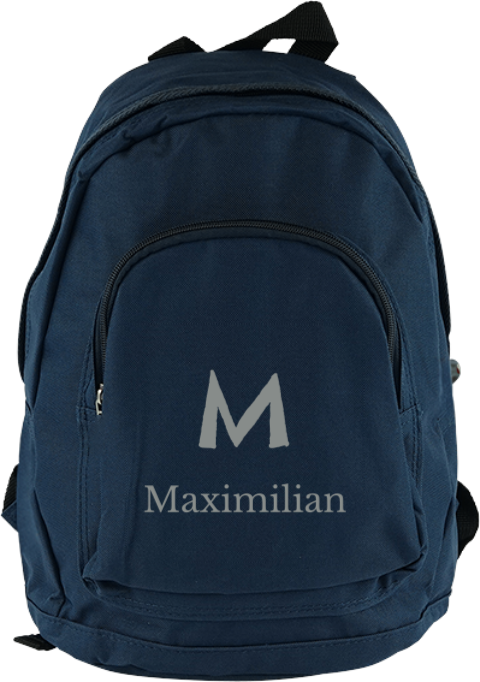 Schlichte Schultasche mit Namen und Initialen für Jungen