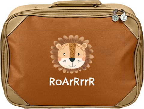 Personalisierter Kinderkoffer mit Namen und Löwenkopf