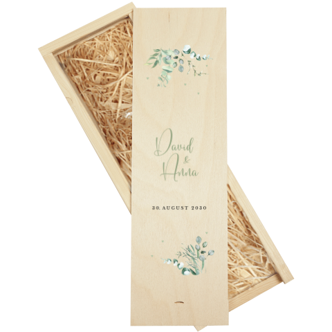 Kerzenbox mit Eukalyptus und Namen