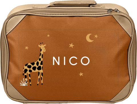 Schlichter Kinderkoffer mit Giraffe, Nachthimmel und Namen