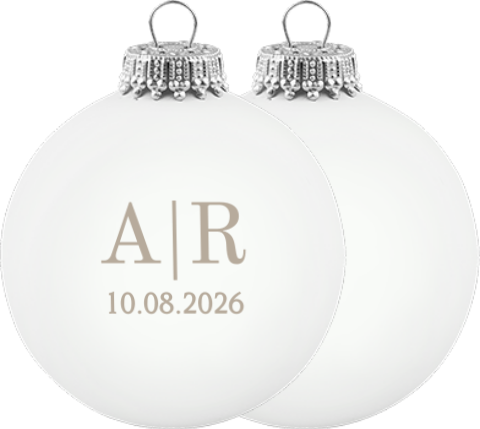 Namens-Weihnachtskugel mit Datum - Personalisiert | 2 Stk