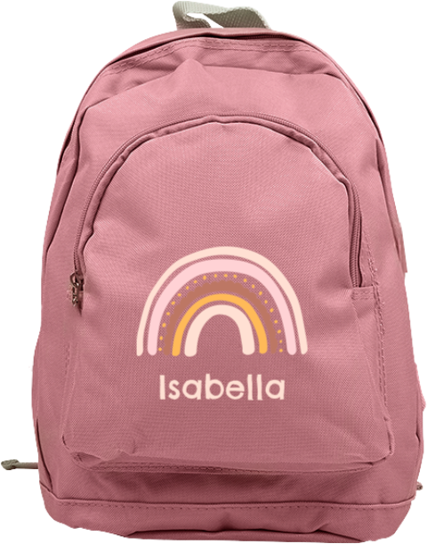 Niedlicher Kinderrucksack mit Namen und Regenbogen