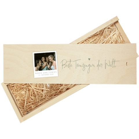 Weinkiste Geschenk Trauzeugin mit Foto