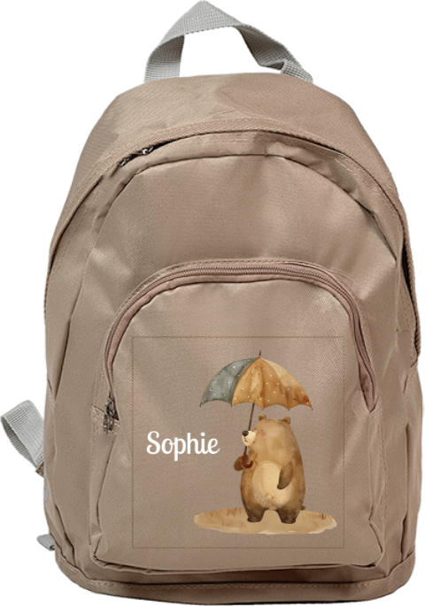 Niedliche Kinderschultasche mit Bären und Namen