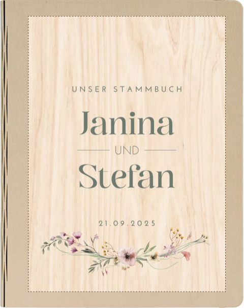 Stammbuch Hochzeit mit eleganter Blumenranke