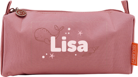 Personalisiertes Federmäppchen mit Wal, Blasen und Namen