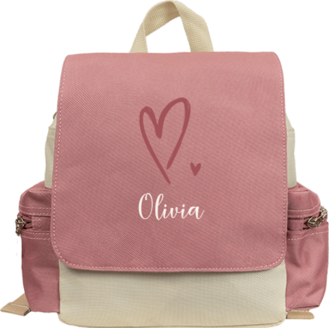 Rucksack mit Name und Herzen