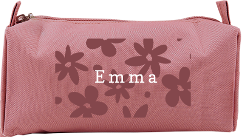 Federmäppchen mit Name und Blumenmotiv