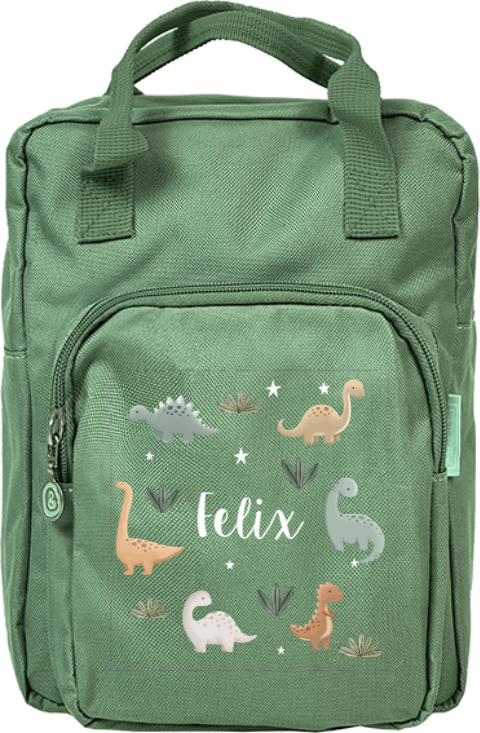 Rucksack Classic mit Dinosauriern, Sternen und Namen