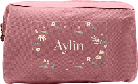 Kulturtasche mit Namen und Blumenmuster