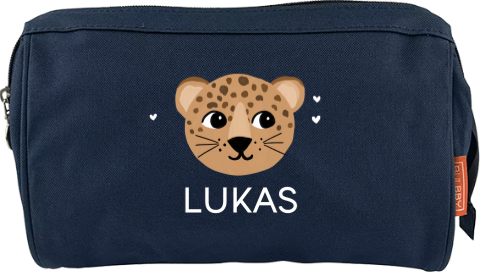 Niedliche Kulturtasche mit Namen und Leoparden