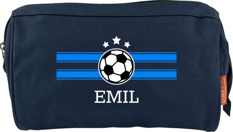 Federmäppchen mit Namen, Fußball und Streifen