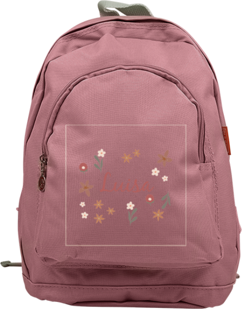 Niedlicher Kinderrucksack mit Namen und Blümchen
