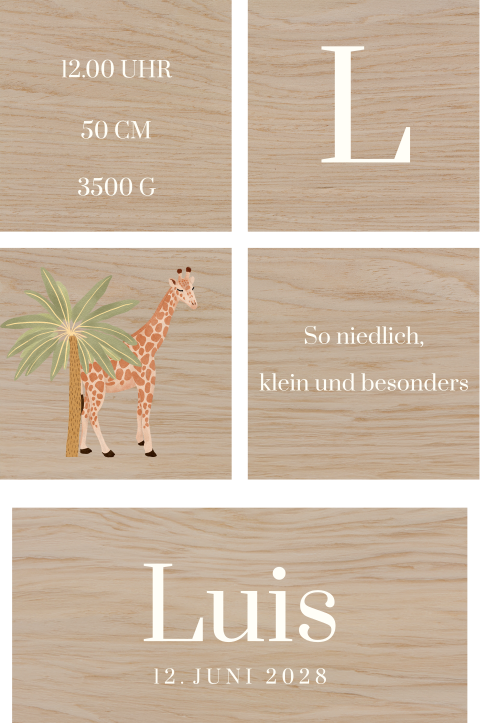 Niedliche Bauklötze mit Giraffe und Palme