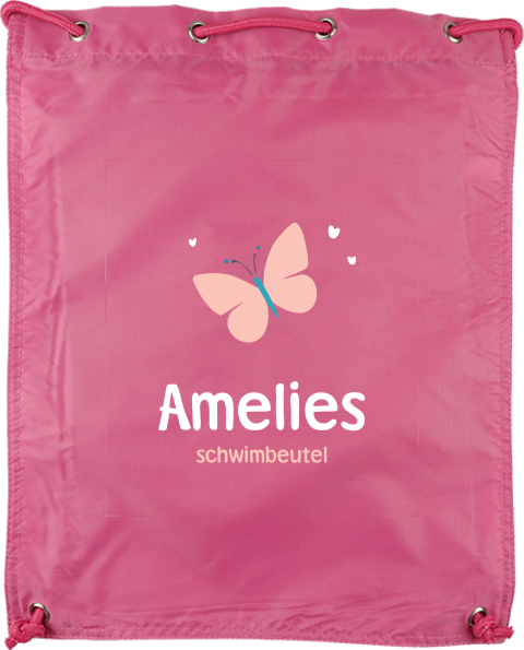 Personalisierbarer Sportbeutel mit Namen und Schmetterling