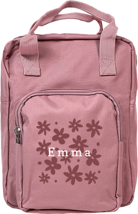 Rucksack Classic mit Name und Blumenmotiv