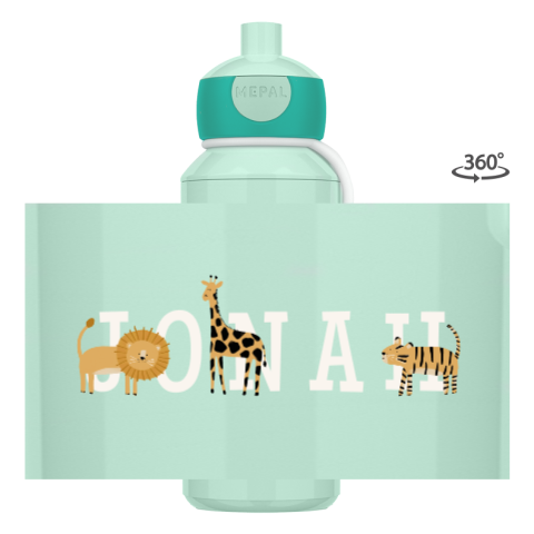 Mepal Trinkflasche rundum personalisiert mit Löwe, Giraffe und Tiger