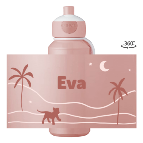 Mepal pop-up Trinkflasche Campus mit Löwe in rosa und Palmen