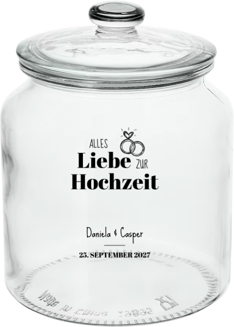 Personalisierter Bonbonglas für Hochzeit mit Gravur