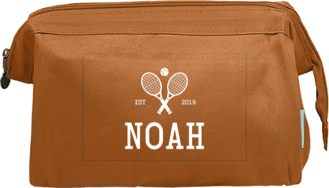 Schöner Kulturbeutel mit Tennisschlägern und Namen