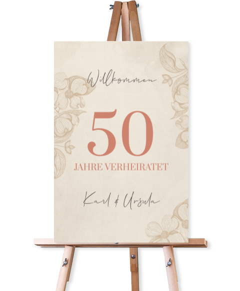 Vintage Willkommensschild für ein Hochzeitsjubiläum