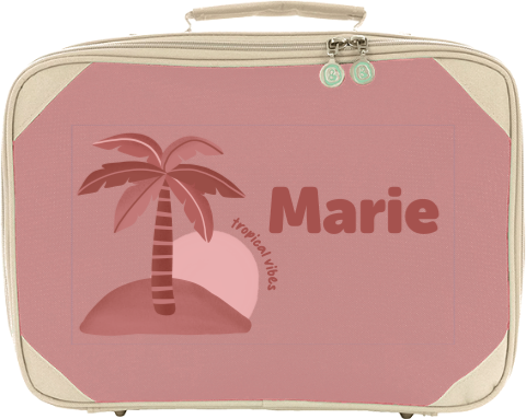 Kinderkoffer mit Namen und tropischer Insel