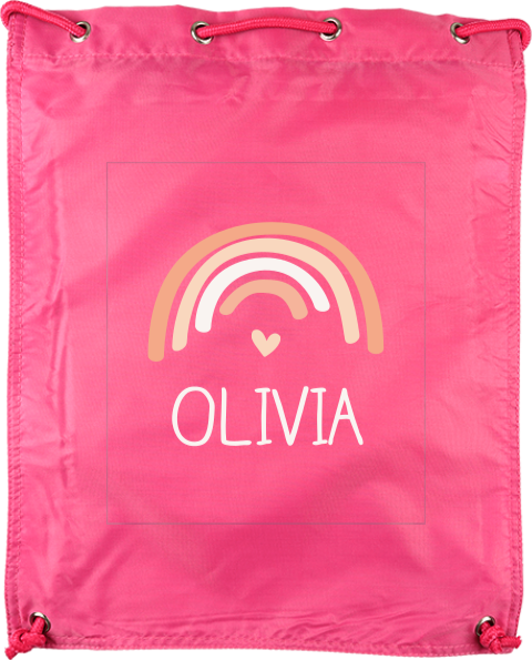 Turnbeutel mit Name und Regenbogen Motiv