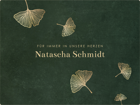 Erinnerungskiste Ginkgo – Gold & Grün, stilvoll bedruckt