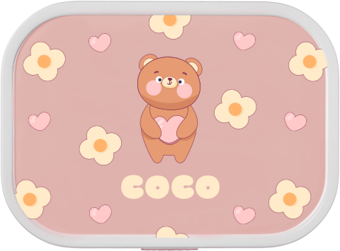 Personalisierte Mepal Lunchbox Campus mit Kawaii-Bären und Blumen