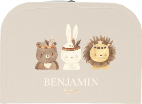 Spielkoffer mit süßen Waldtieren und Namen